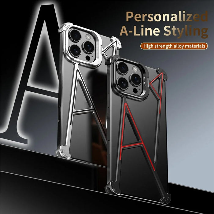 For iPhone 15 Pro Bumper Case Four Corner Airbag Kickstand Boardless A-Shape Metal Phone Cover - Black - 3