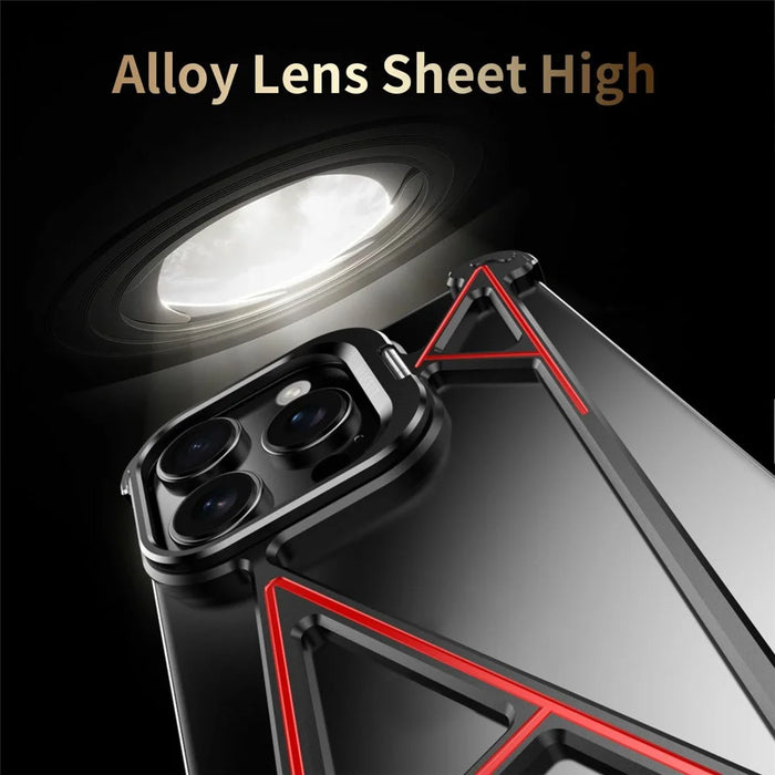 For iPhone 15 Pro Bumper Case Four Corner Airbag Kickstand Boardless A-Shape Metal Phone Cover - Black - 6