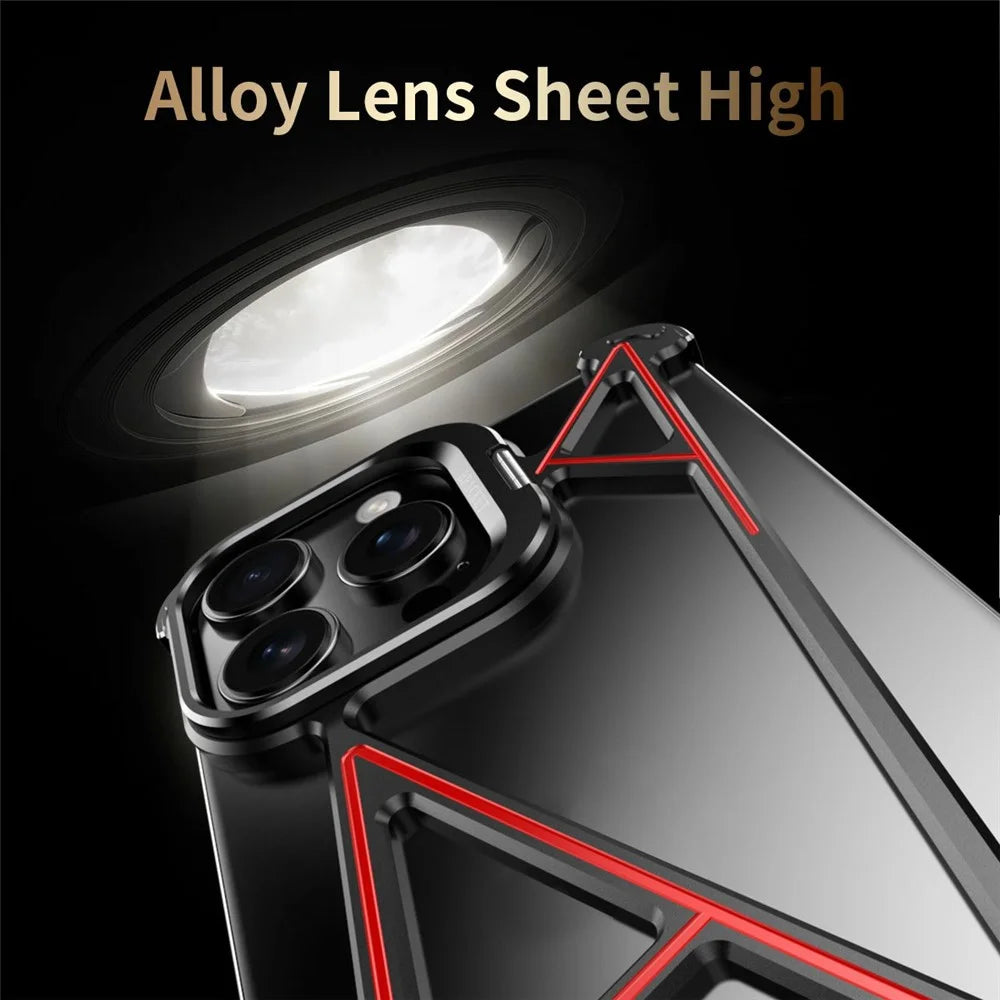 For iPhone 16 Pro Max Bumper Case Four Corner Airbag Kickstand Boardless A-Shape Metal Phone Cover - Black - 6