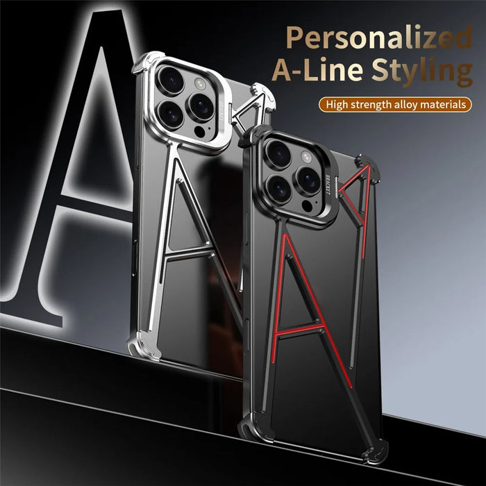 For iPhone 16 Pro Bumper Case Four Corner Airbag Kickstand Boardless A-Shape Metal Phone Cover - Black - 4