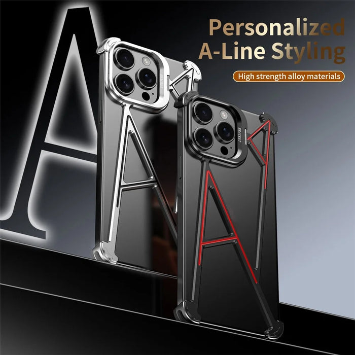 For iPhone 14 Pro Max Bumper Case Four Corner Airbag Kickstand Boardless A-Shape Metal Phone Cover - Black - 4