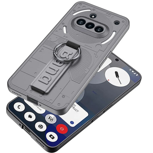 GKK For Nothing Phone (3a) Case Hard PC Phone Back Cover with Hand Strap - Grey - 2