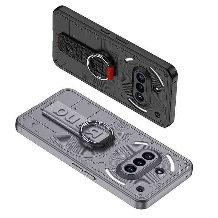 GKK For Nothing Phone (3a) Case Hard PC Phone Back Cover with Hand Strap - Grey - 7