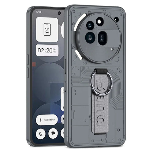 GKK For Nothing Phone (3a) Pro Case Hard PC Phone Back Cover with Hand Strap - Grey - 1