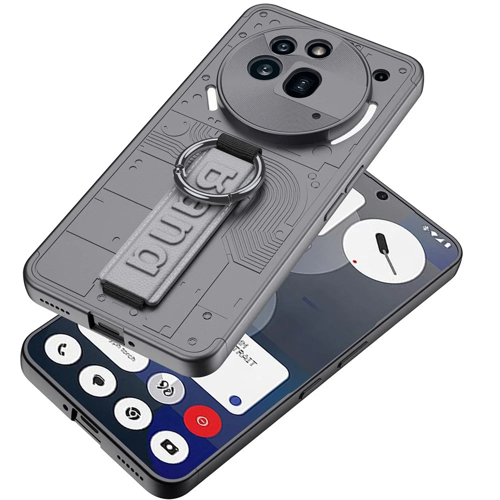 GKK For Nothing Phone (3a) Pro Case Hard PC Phone Back Cover with Hand Strap - Grey - 2