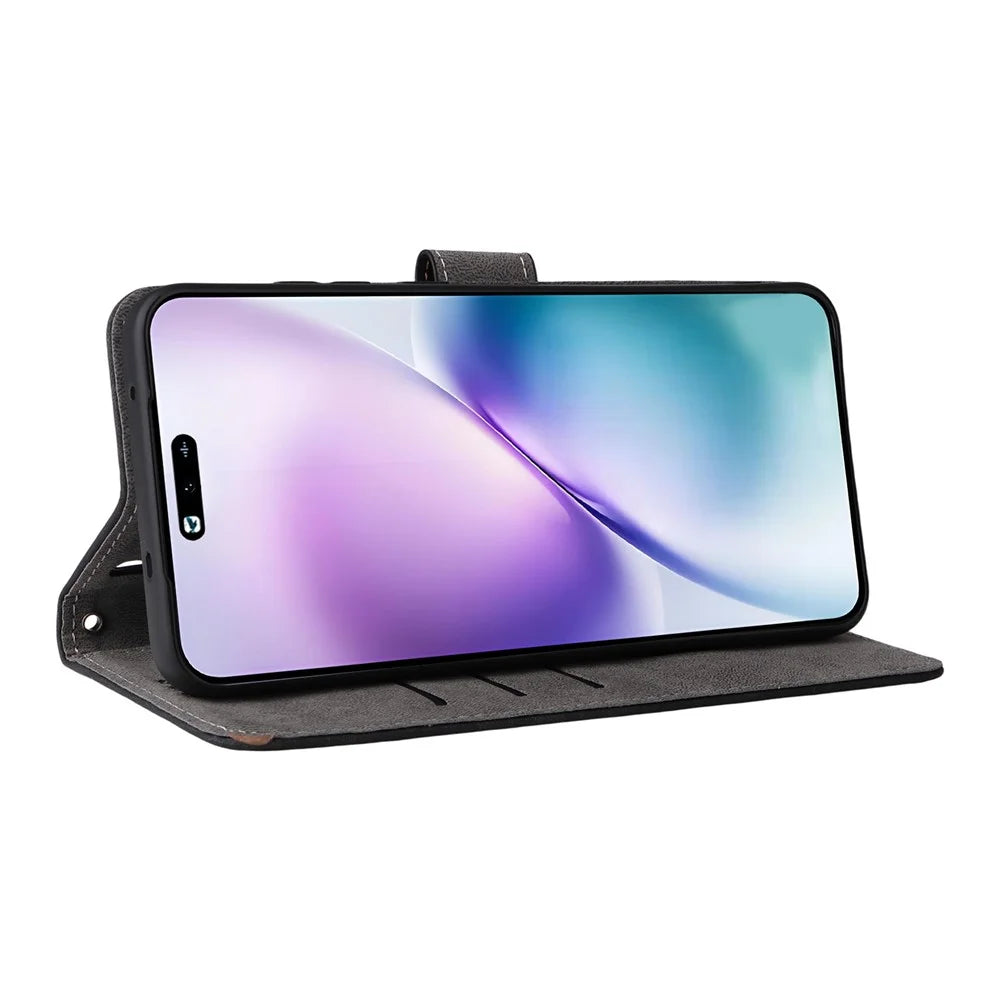 For vivo X200s 5G Case Wallet RFID Blocking PU Leather Cover Stand with Strap - Black - 4