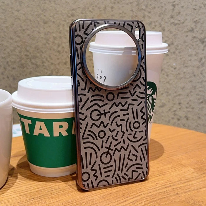For vivo X200 5G Case Creative Doodle Leather Electroplated Phone Back Cover - Brown - 6