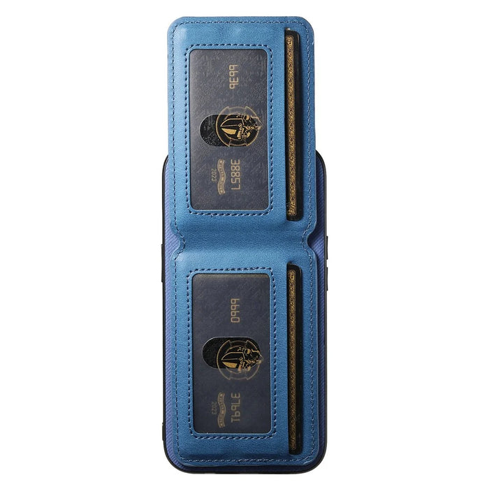For Google Pixel 9 / Google Pixel 9 Pro / Google Pixel 10 Case Cloth Texture Leather + PC + TPU RFID Blocking Phone Cover with Card Holder - Blue - 4