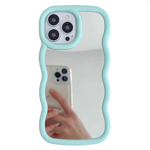 For iPhone 15 Pro Case with Mirror Wave Frame PC + TPU Phone Cover - Green - 1
