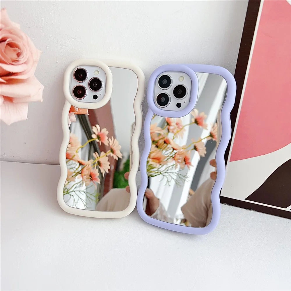 For iPhone 15 Pro Case with Mirror Wave Frame PC + TPU Phone Cover - Green - 3
