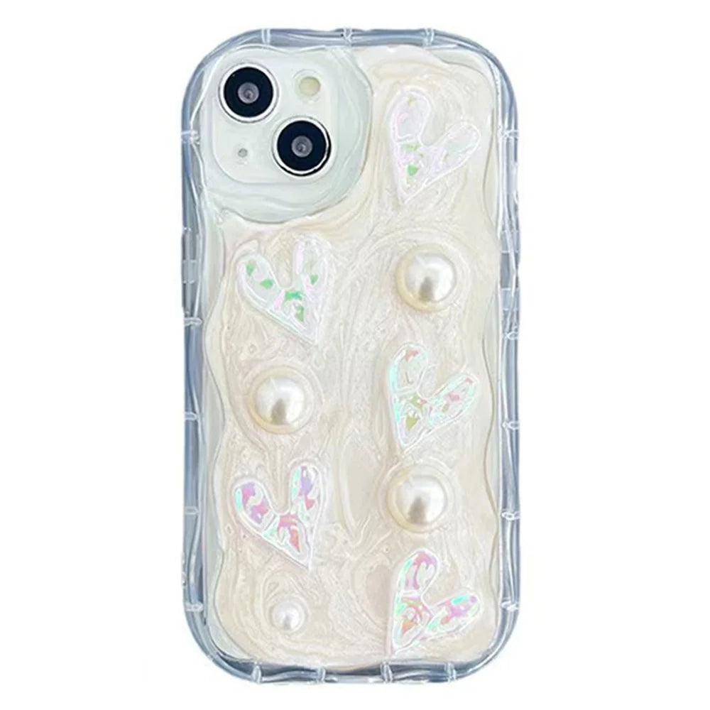 For iPhone 15 Case Epoxy TPU Shockproof Phone Cover - Heart - 1