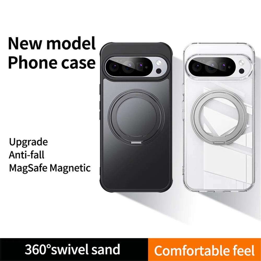 For Google Pixel 10 Pro XL Magnetic Case TPU + Acrylic + Metal Kickstand Matte Phone Cover - Black - 3