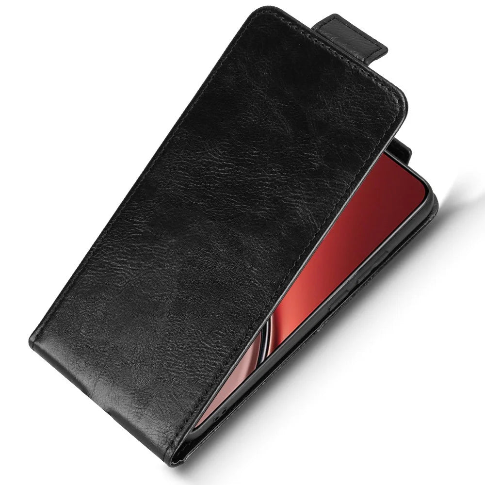 For Realme P3 Ultra 5G Stand Case Magnetic Clasp Vertical Flip Leather Phone Cover with Card Holder - Black - 4