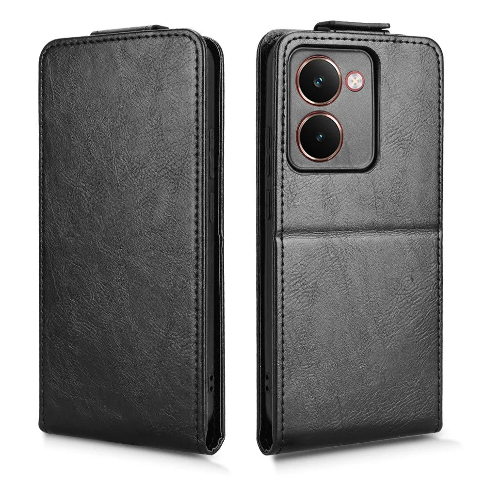 For Realme P3 Ultra 5G Stand Case Magnetic Clasp Vertical Flip Leather Phone Cover with Card Holder - Black - 5