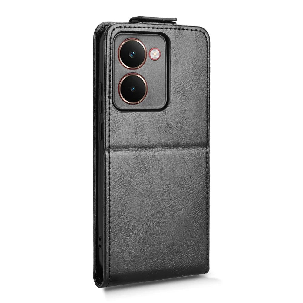For Realme P3 Ultra 5G Stand Case Magnetic Clasp Vertical Flip Leather Phone Cover with Card Holder - Black - 7