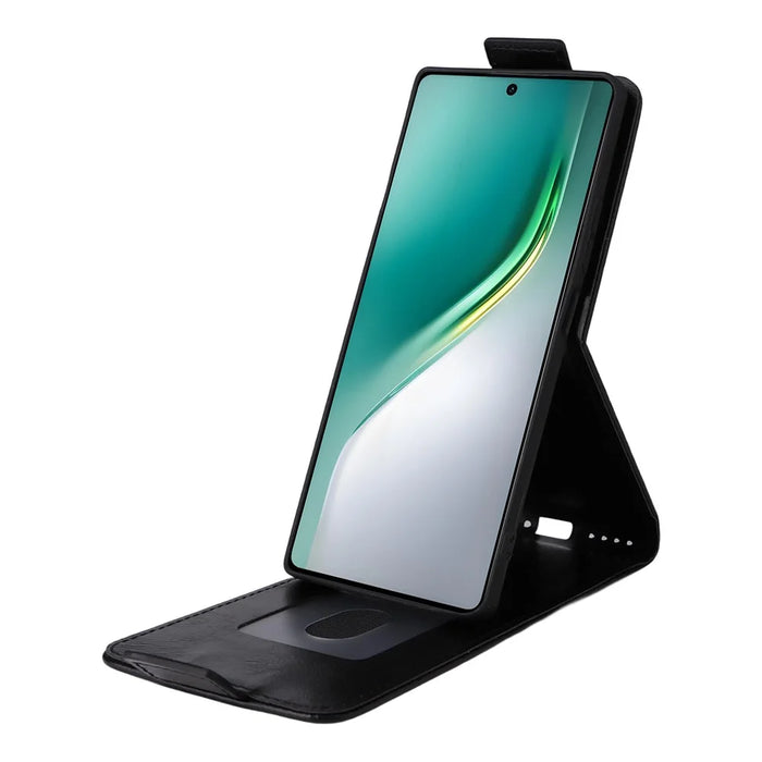 For TECNO Camon 40 4G Stand Case Magnetic Clasp Vertical Flip Leather Phone Cover with Card Holder - Black - 3