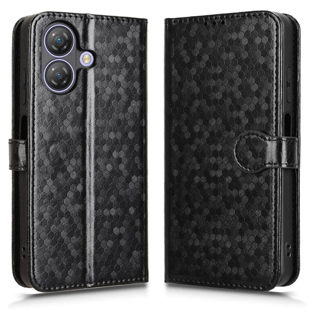 For Ulefone Note 21 Wallet Case Dot Pattern Imprint PU Leather Phone Cover - Black - 1