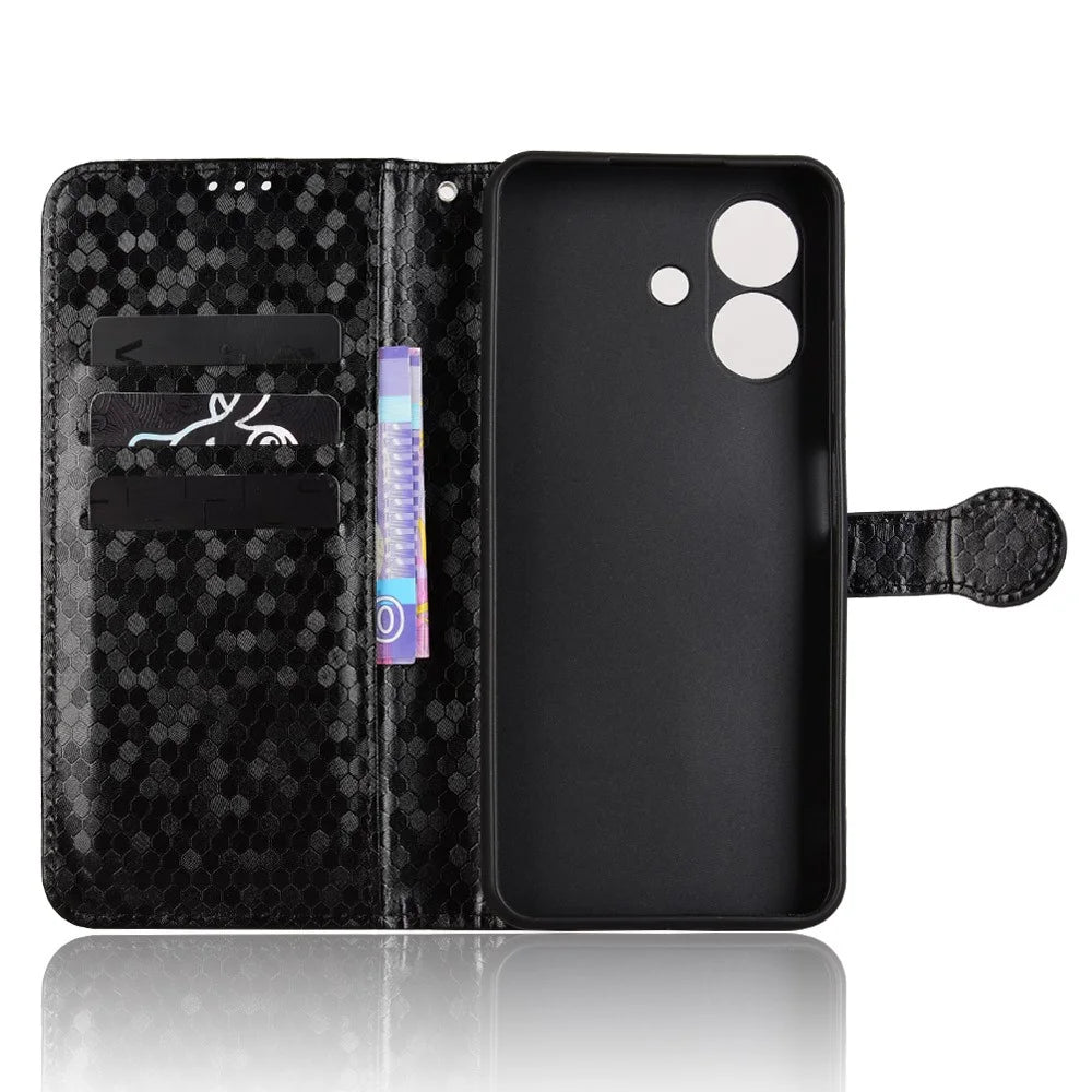For Ulefone Note 21 Wallet Case Dot Pattern Imprint PU Leather Phone Cover - Black - 2