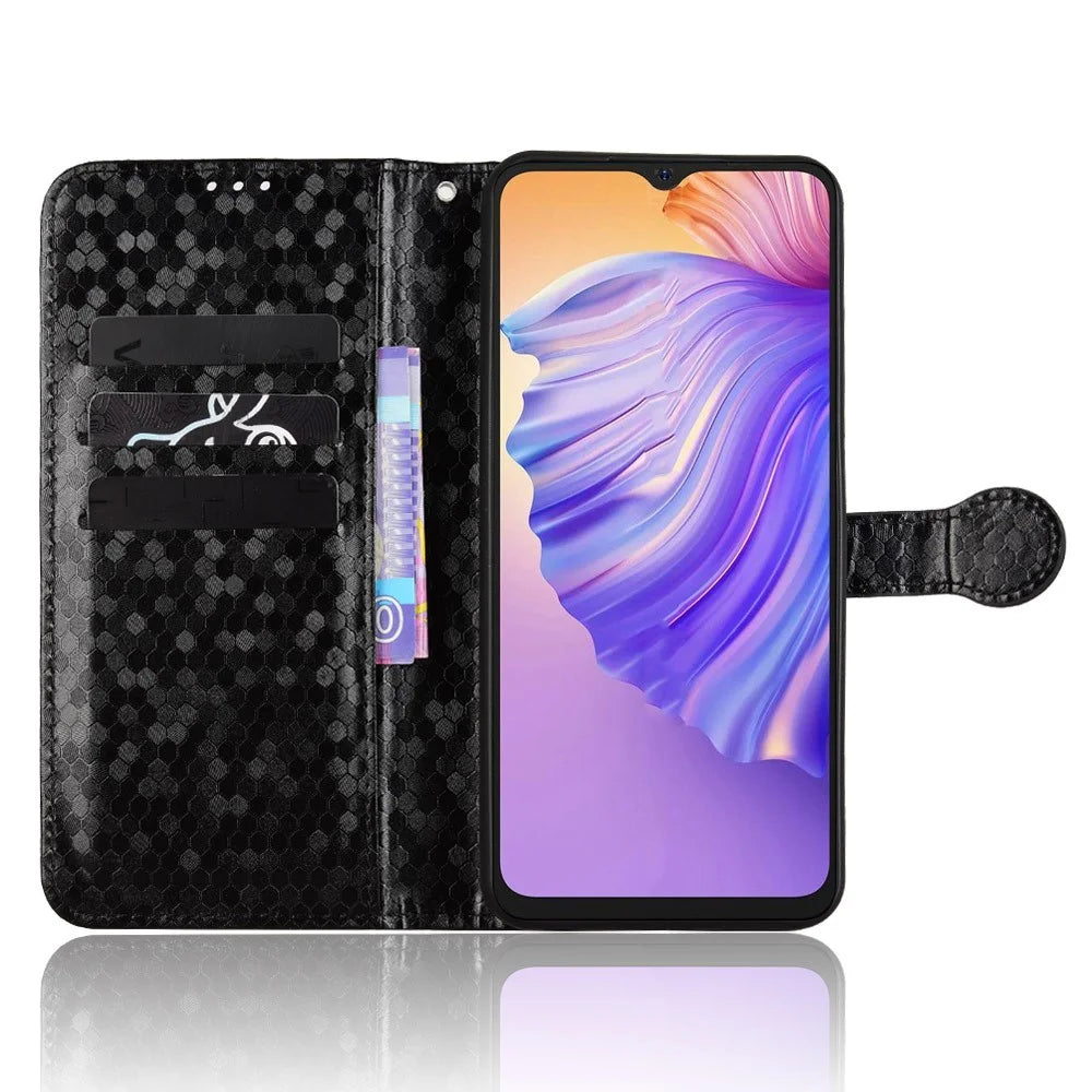 For Ulefone Note 21 Wallet Case Dot Pattern Imprint PU Leather Phone Cover - Black - 3