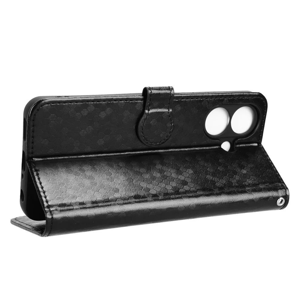 For Ulefone Note 21 Wallet Case Dot Pattern Imprint PU Leather Phone Cover - Black - 4