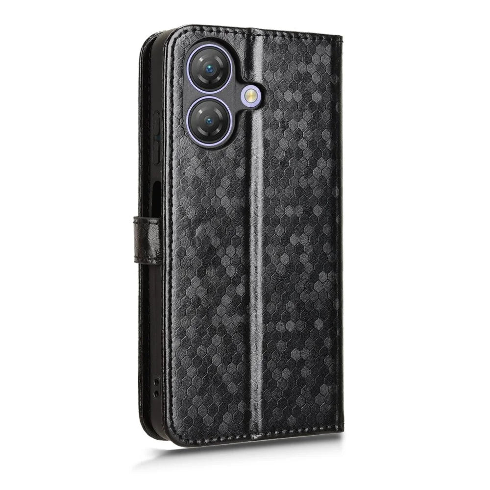 For Ulefone Note 21 Wallet Case Dot Pattern Imprint PU Leather Phone Cover - Black - 6