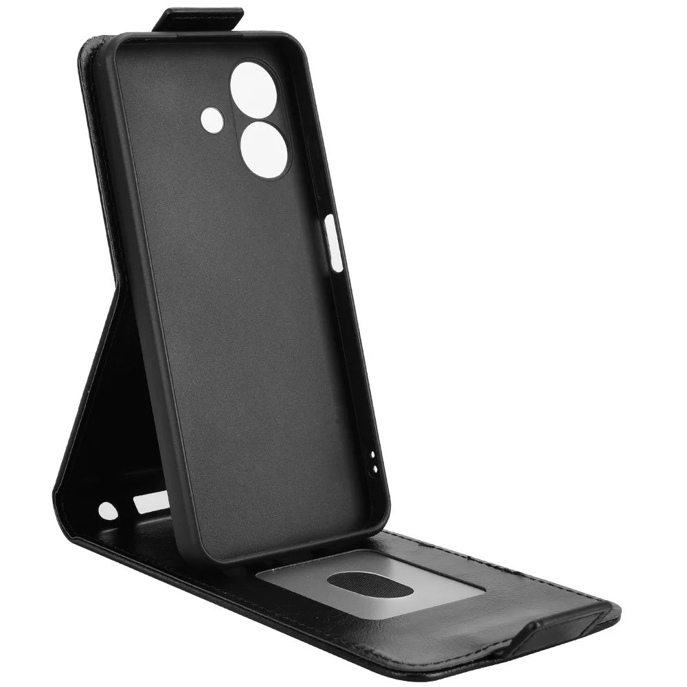 For Ulefone Note 21 Stand Case Magnetic Clasp Vertical Flip Leather Phone Cover with Card Holder - Black - 2