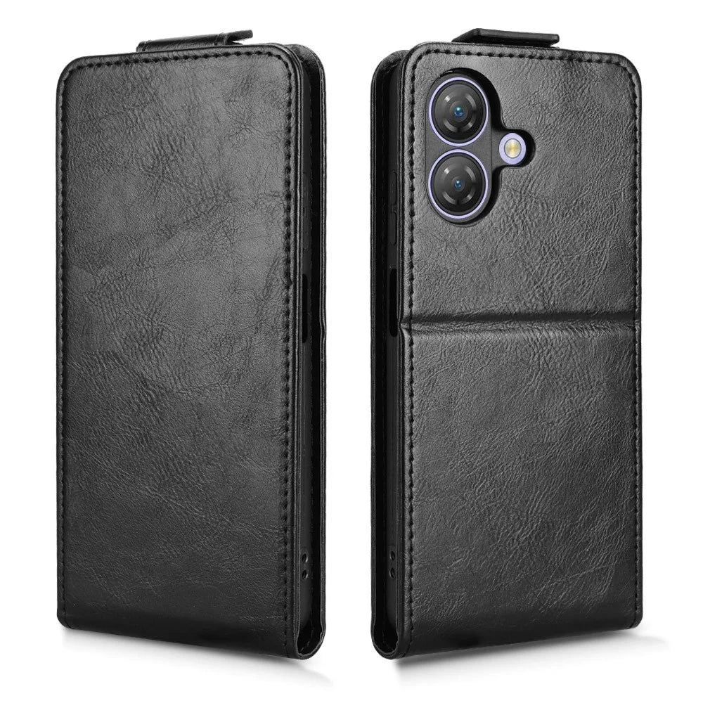 For Ulefone Note 21 Stand Case Magnetic Clasp Vertical Flip Leather Phone Cover with Card Holder - Black - 5