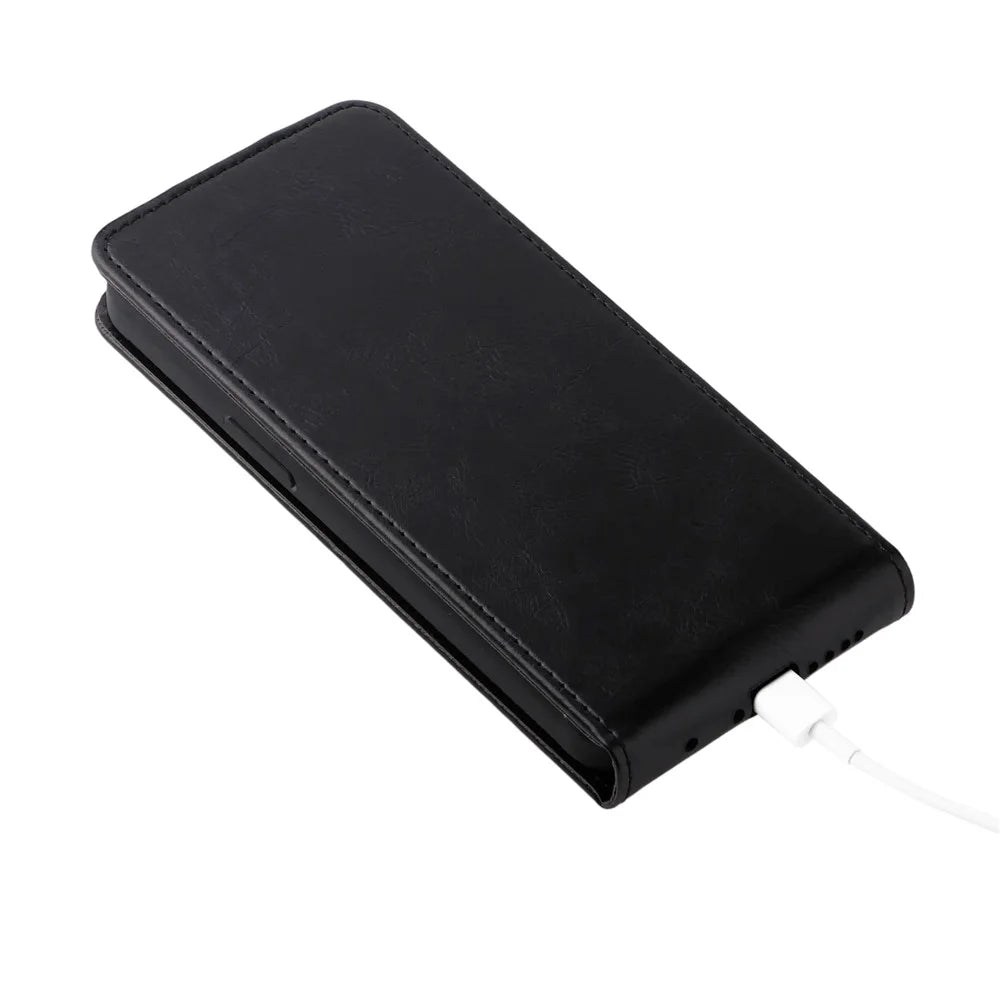 For Samsung Galaxy XCover7 Pro Stand Case Magnetic Clasp Vertical Flip Leather Phone Cover with Card Holder - Black - 5