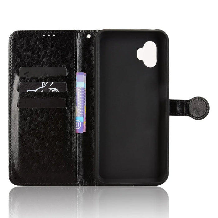 For Samsung Galaxy XCover7 Pro Wallet Case Dot Pattern Imprint PU Leather Phone Cover - Black - 2