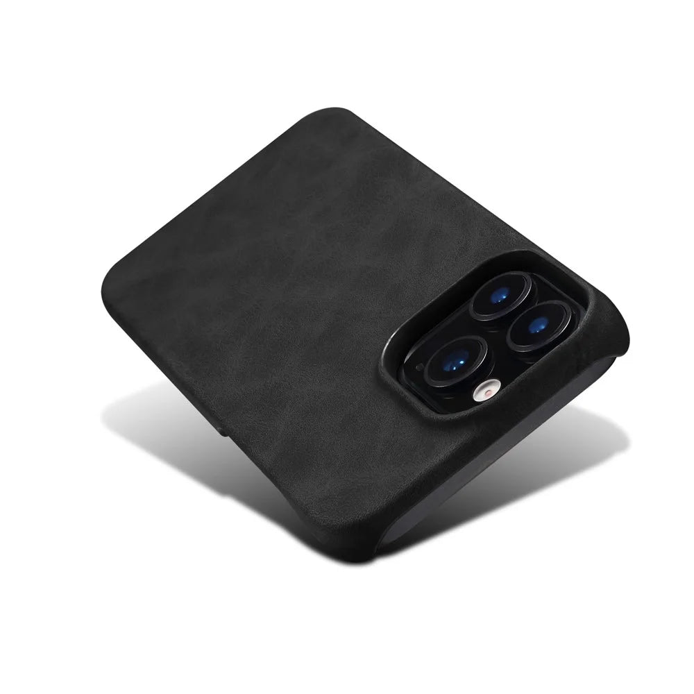 For iPhone 16 Pro Max Case Compatible with MagSafe Retro Leather + PC Back Cover - Black - 5