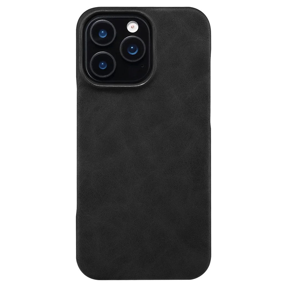 For iPhone 16 Pro Case Compatible with MagSafe Retro Leather + PC Back Cover - Black - 1