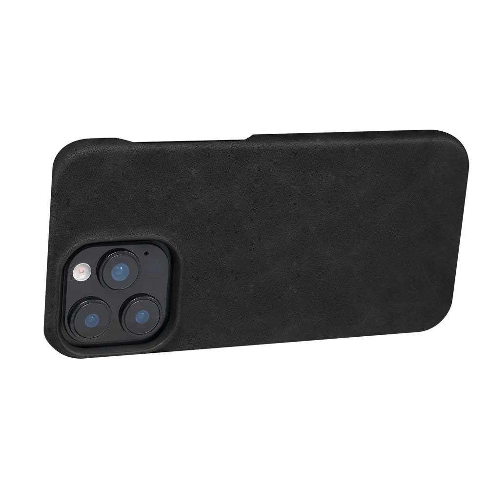 For iPhone 16 Pro Case Compatible with MagSafe Retro Leather + PC Back Cover - Black - 6