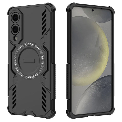 For Samsung Galaxy S25 Edge Magnetic Case Butterfly Armor Hollow Heat Dissipation PC + TPU Phone Cover - Black - 1