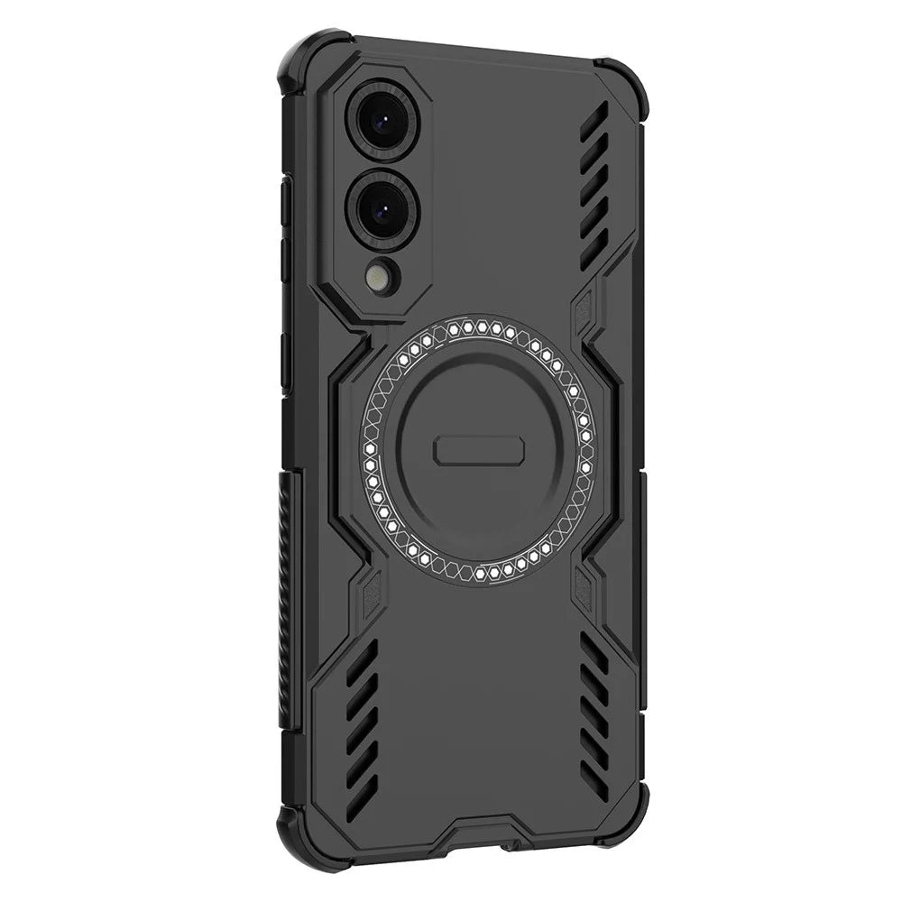 For Samsung Galaxy S25 Edge Magnetic Case Butterfly Armor Hollow Heat Dissipation PC + TPU Phone Cover - Black - 2