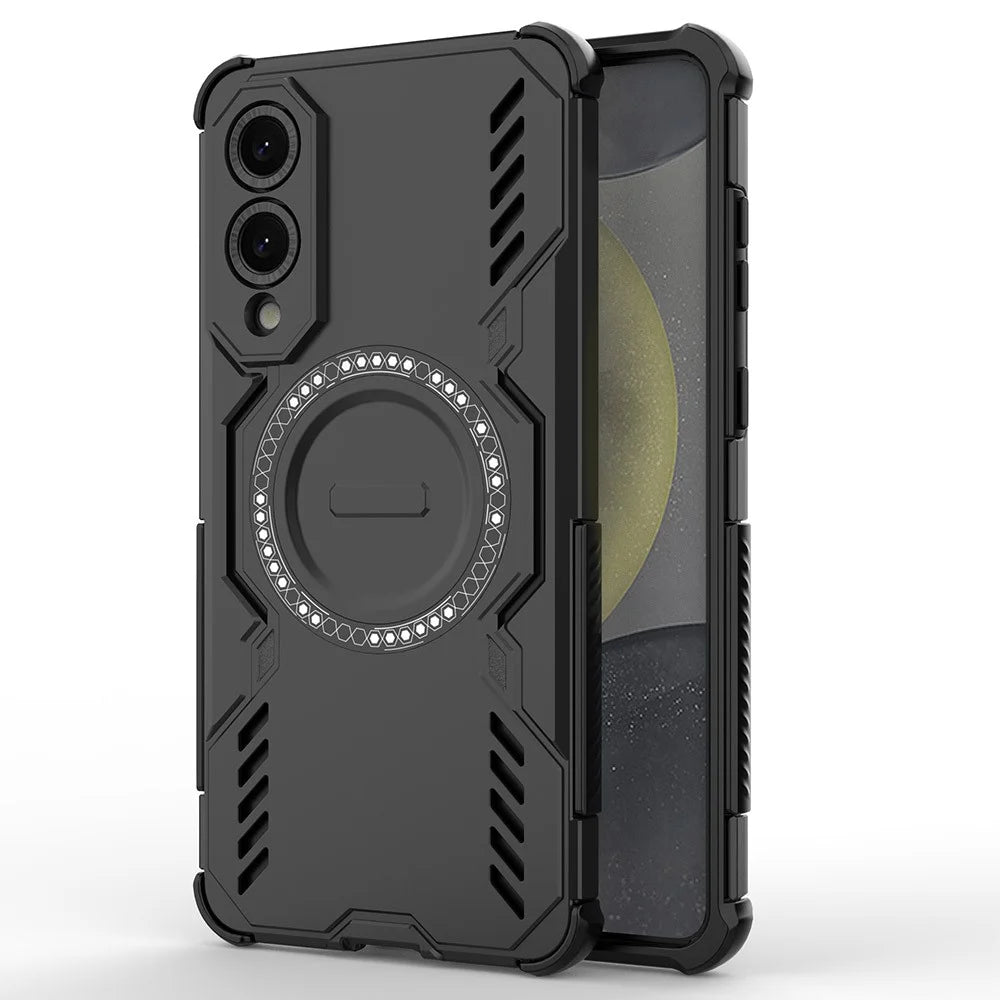 For Samsung Galaxy S25 Edge Magnetic Case Butterfly Armor Hollow Heat Dissipation PC + TPU Phone Cover - Black - 3