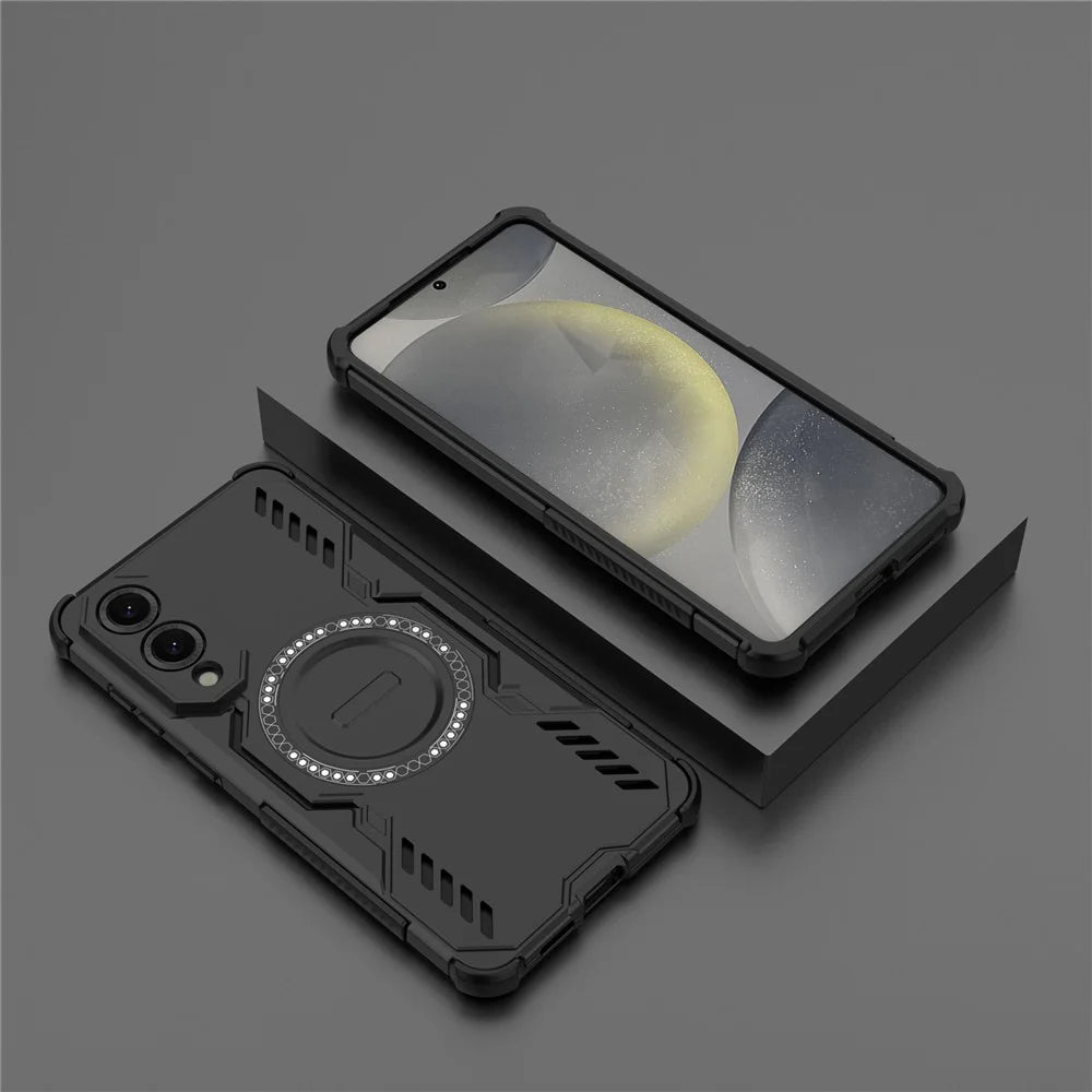 For Samsung Galaxy S25 Edge Magnetic Case Butterfly Armor Hollow Heat Dissipation PC + TPU Phone Cover - Black - 5