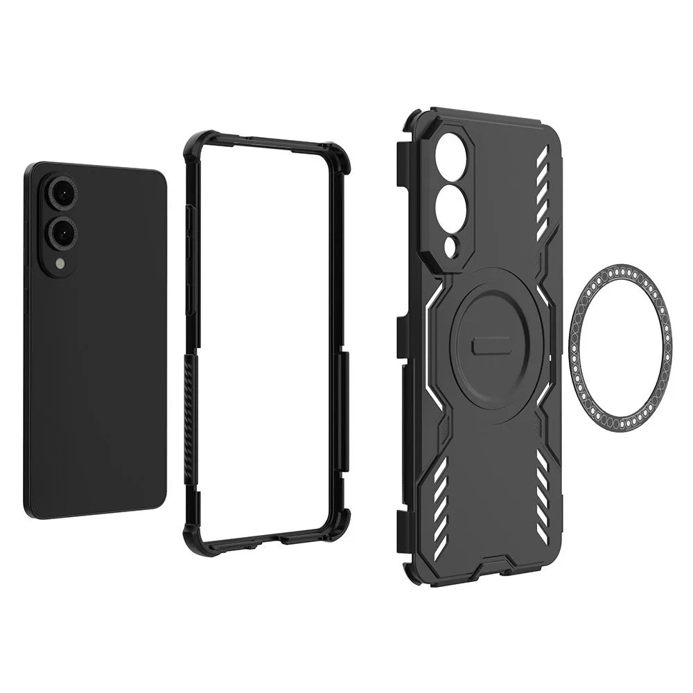 For Samsung Galaxy S25 Edge Magnetic Case Butterfly Armor Hollow Heat Dissipation PC + TPU Phone Cover - Black - 6