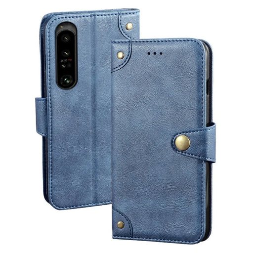 IDEWEI Anti-Drop Phone Case for Sony Xperia 1 IV 5G Shockproof Cover PU Leather Wallet Phone Case with Stand - Blue - 1