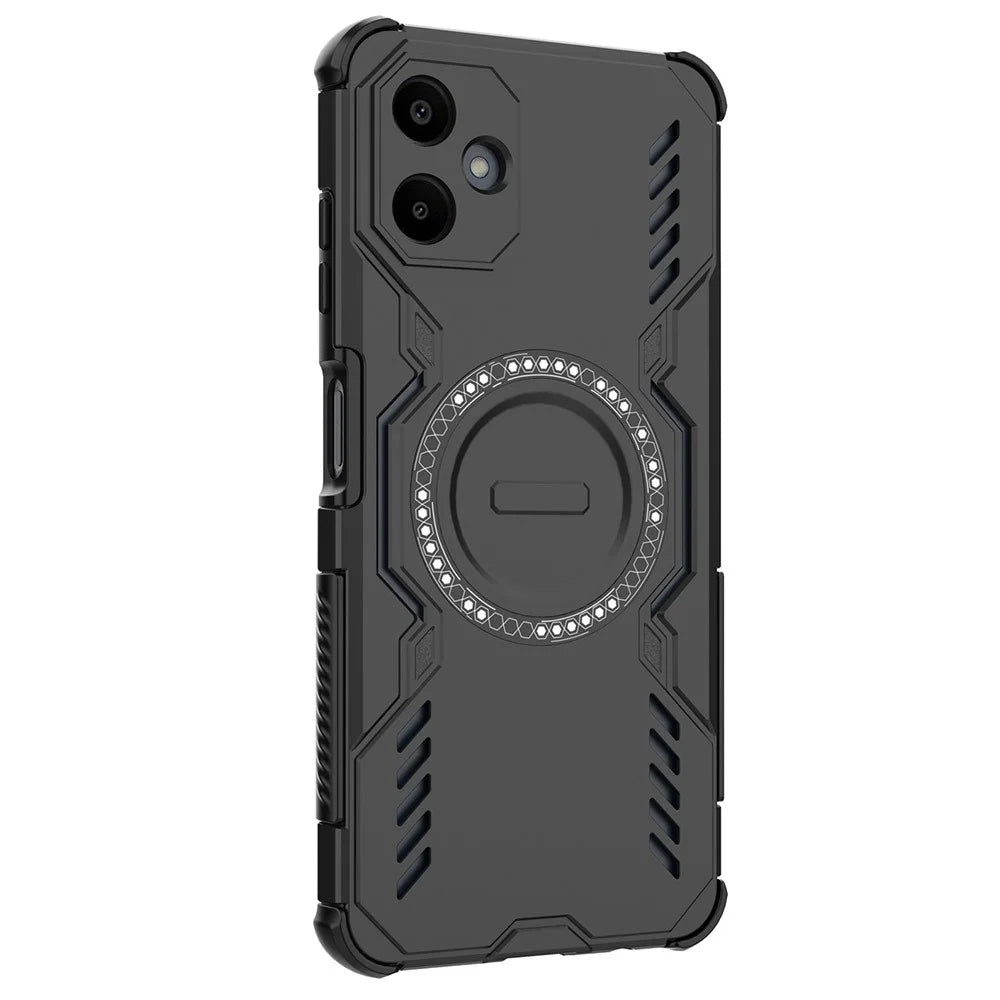 For Samsung Galaxy A06 4G Magnetic Case Butterfly Armor Hollow Heat Dissipation PC + TPU Phone Cover - Black - 2