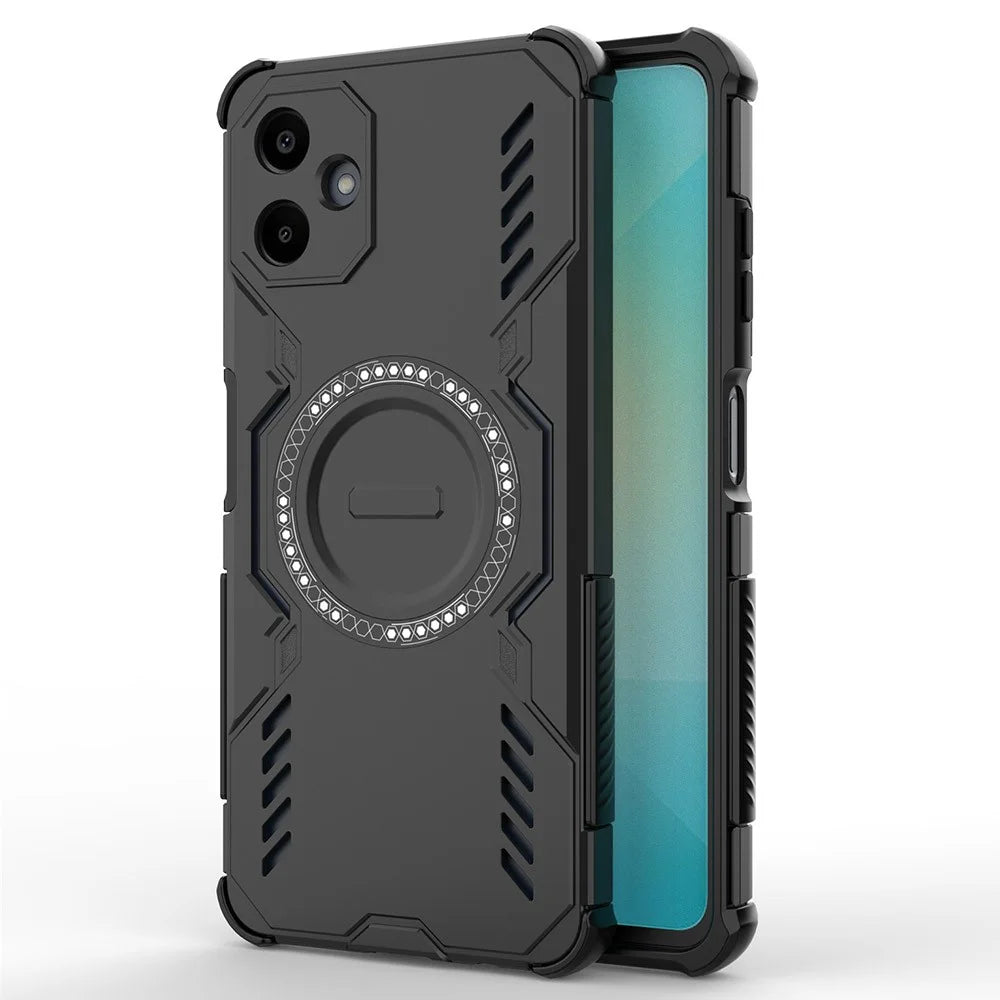 For Samsung Galaxy A06 4G Magnetic Case Butterfly Armor Hollow Heat Dissipation PC + TPU Phone Cover - Black - 3