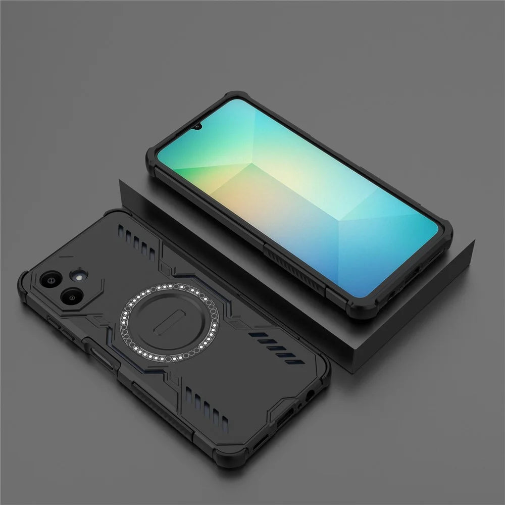 For Samsung Galaxy A06 4G Magnetic Case Butterfly Armor Hollow Heat Dissipation PC + TPU Phone Cover - Black - 5