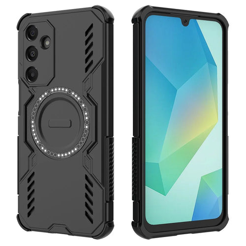 For Samsung Galaxy A16 5G  /  4G Magnetic Case Butterfly Armor Hollow Heat Dissipation PC + TPU Phone Cover - Black - 1