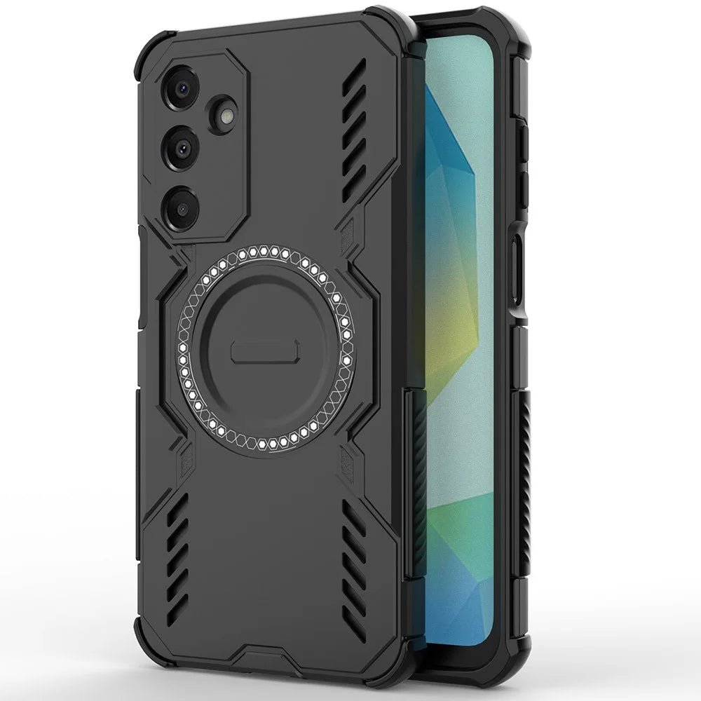 For Samsung Galaxy A16 5G  /  4G Magnetic Case Butterfly Armor Hollow Heat Dissipation PC + TPU Phone Cover - Black - 3