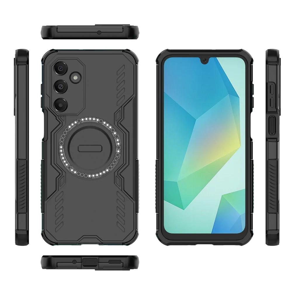 For Samsung Galaxy A16 5G  /  4G Magnetic Case Butterfly Armor Hollow Heat Dissipation PC + TPU Phone Cover - Black - 4