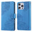 For iPhone 13 Pro Case Rose Flower PU Leather Wallet Phone Cover with 3 Card Slots - Blue - 1