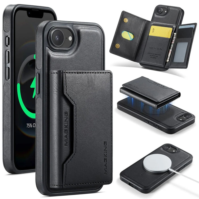 MAGKING K2 Series For iPhone 17e / 16e Case Compatible with MagSafe PC + TPU + PU Phone Cover - Black - 1