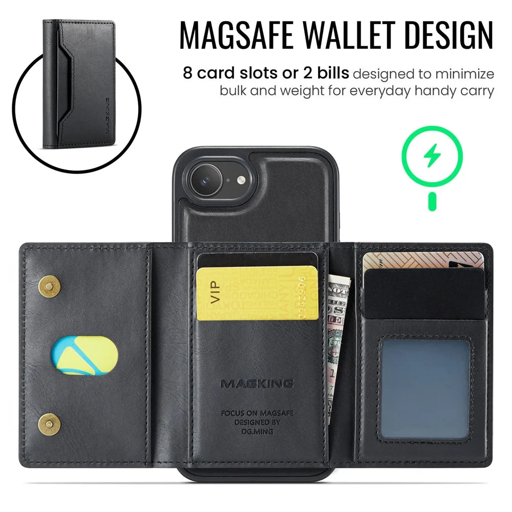 MAGKING K2 Series For iPhone 17e / 16e Case Compatible with MagSafe PC + TPU + PU Phone Cover - Black - 6