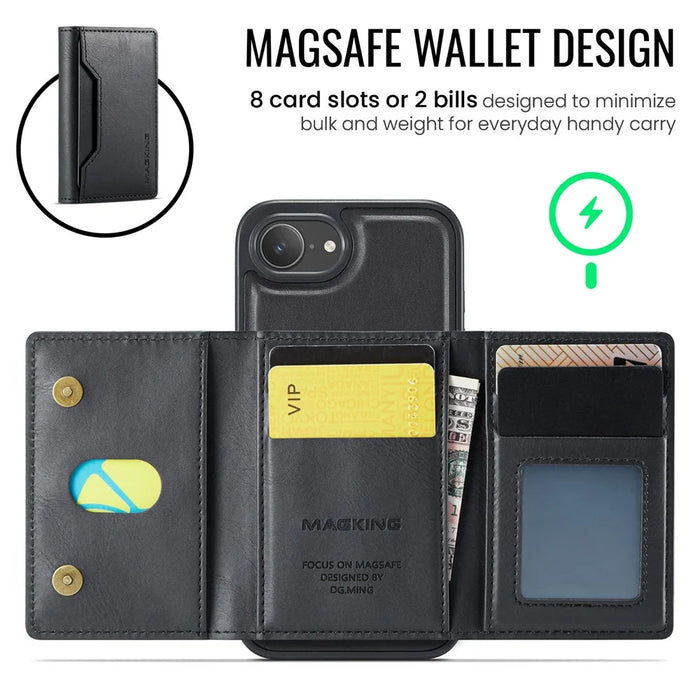 MAGKING K2 Series For iPhone 17e / 16e Case Compatible with MagSafe PC + TPU + PU Phone Cover - Black - 6