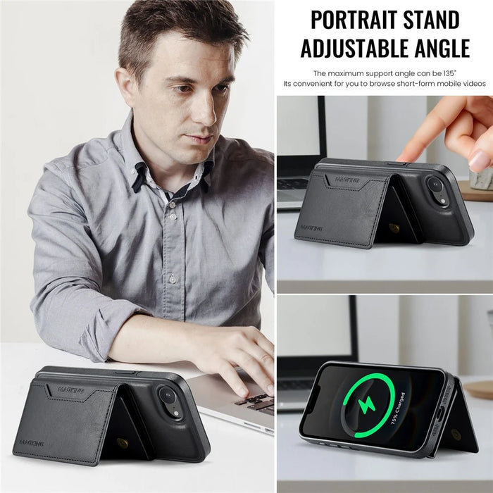 MAGKING K2 Series For iPhone 17e / 16e Case Compatible with MagSafe PC + TPU + PU Phone Cover - Black - 7