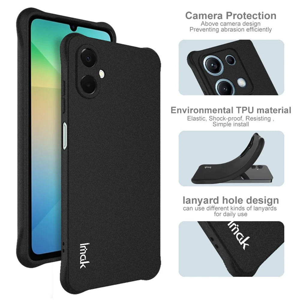 IMAK For Samsung Galaxy A06 5G Case TPU Phone Cover Airbag Shockproof Protection - Matte Black - 7